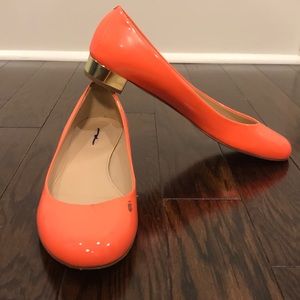 Coral Leather JCrew Flats Gold Heel